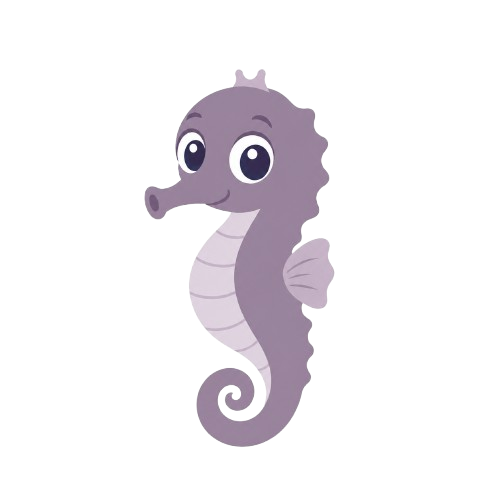 The Douceia companion at the start: a small mauve seahorse